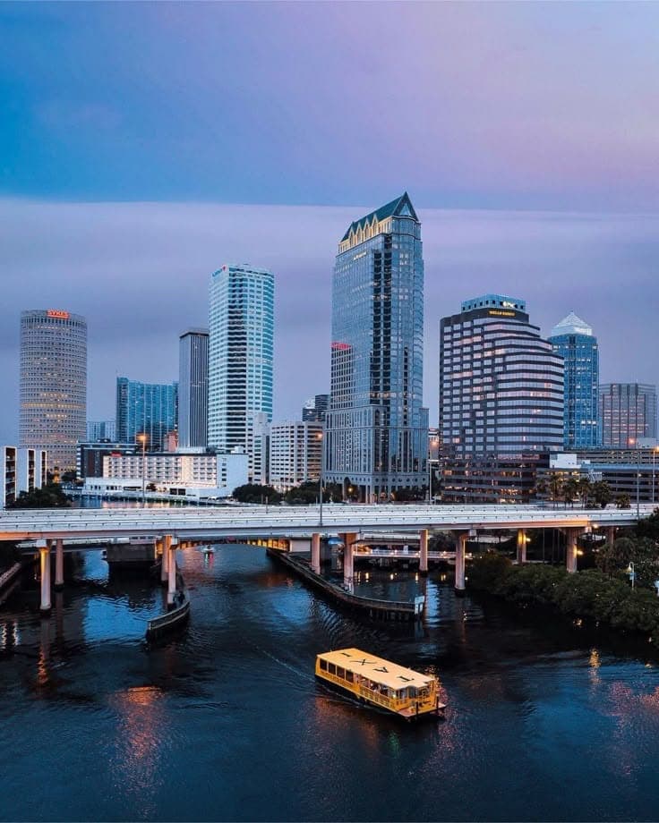 Downtown Tampa skyline at dusk